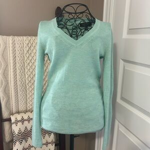 Banana Republic Teal 100% Merino Wool V-Neck Sweater